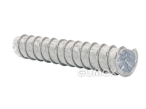 Vzduchotechnická hadica pre chemikálie žiaruvzdorná CP PTFE/GLASS-INOX 471, 50/62mm, 0,41bar/-0,3bar, PTFE/sklenené tkanivo, nerezová špirála, -200°C/+250°C, šedá